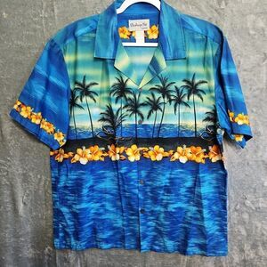 Bishop St hawaiian shirt Men's XL blue multicolored beach